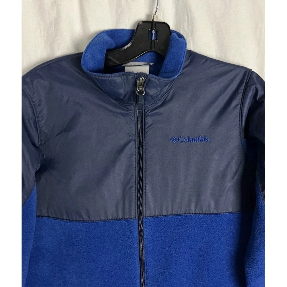 COLUMBIA Boys‎ Youth Blue Hybrid Overlay Fleece Jacket Size L (14-16)